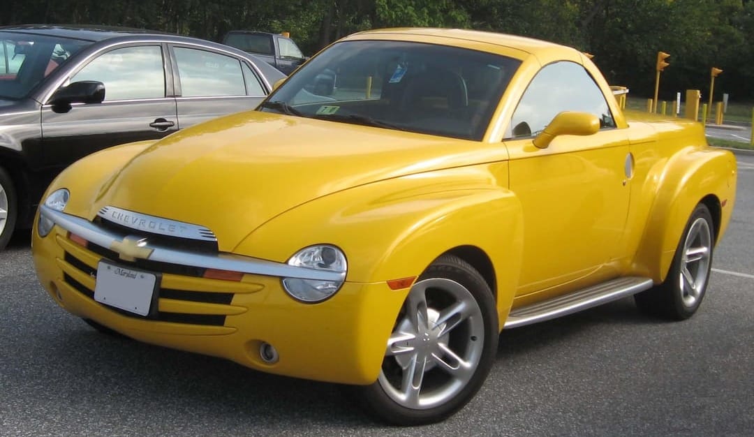 This, is a Chevy SSR. Is it a pick up truck? Is it a car? Who knows? It was  made from 2003 to 2006 and its weird as hell. And most of